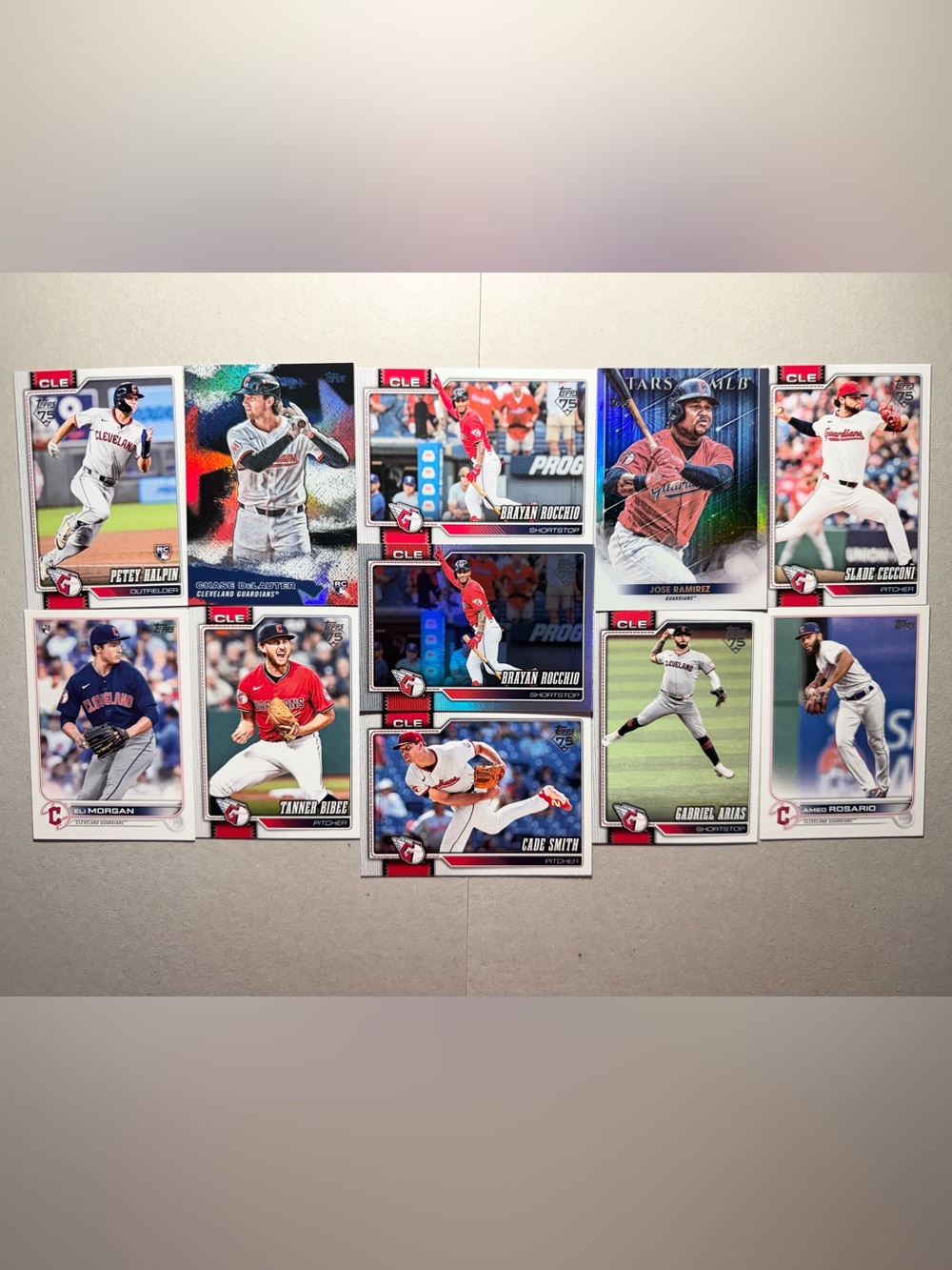 Cleveland Guardians Baseball Cards Lot of 11: Rocchio/DeLauter/Halpin/Ramirez